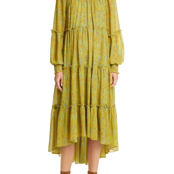 Cinq à Sept Rika printed high/low dress Long Sleeve sheer size 4 floral - Picture 2 of 12